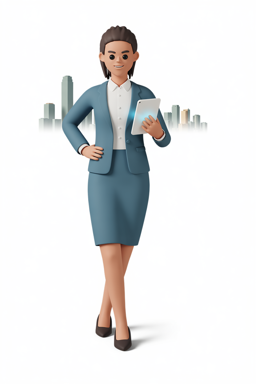 Businesswoman holding a glowing tablet