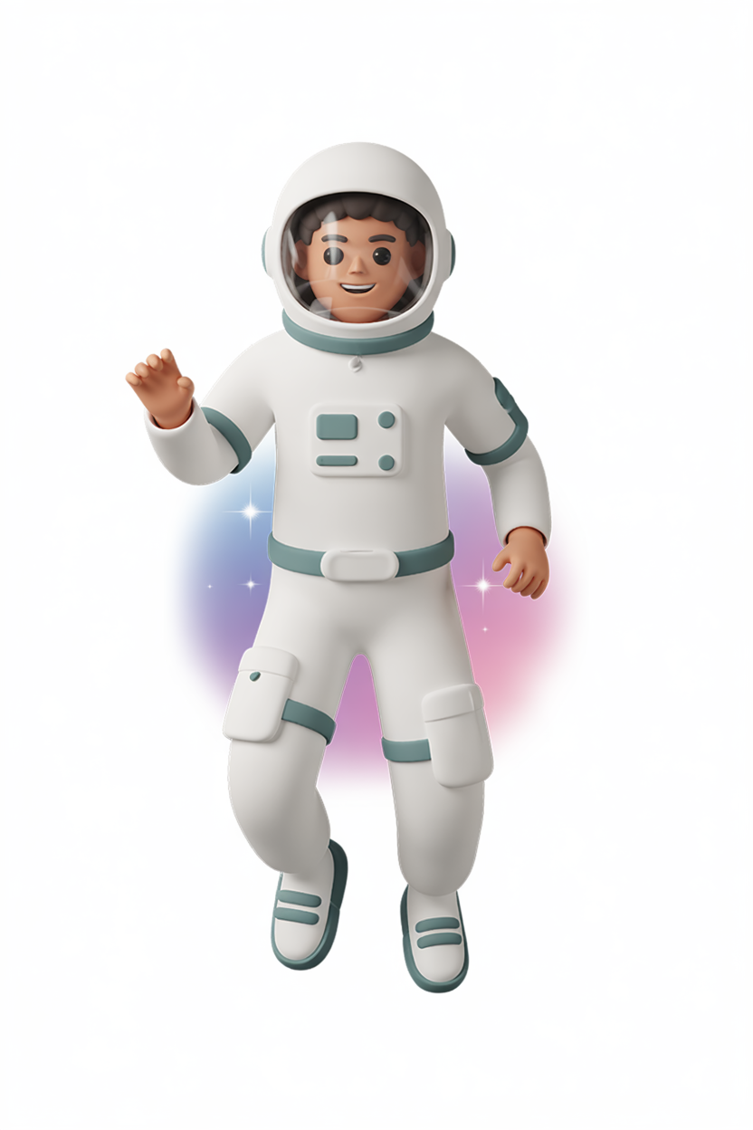 Astronaut floating in deep space
