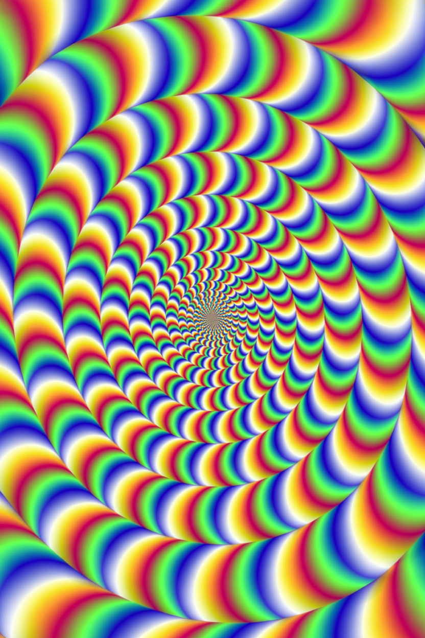 Spinning pinwheel illusion, rainbow colors