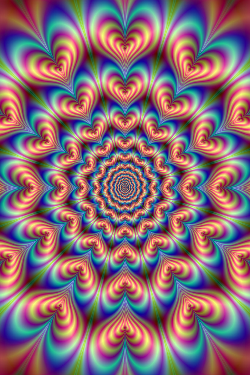 Psychedelic heart mandala illusion
