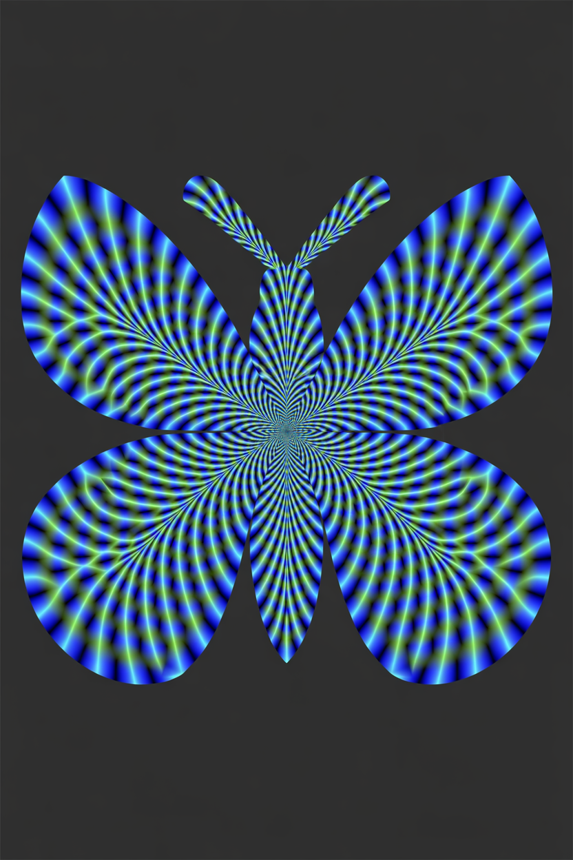 Electric blue butterfly optical illusion