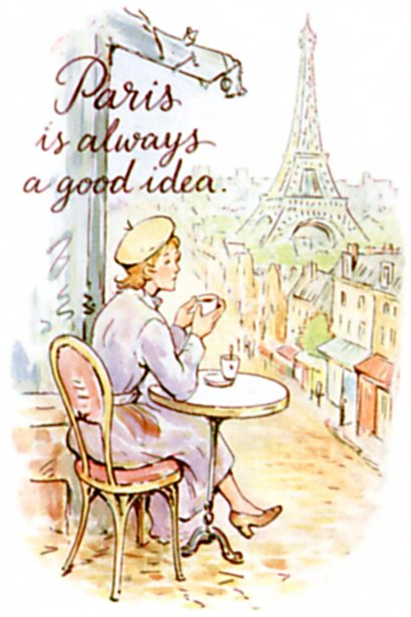 Watercolor Paris bistro scene