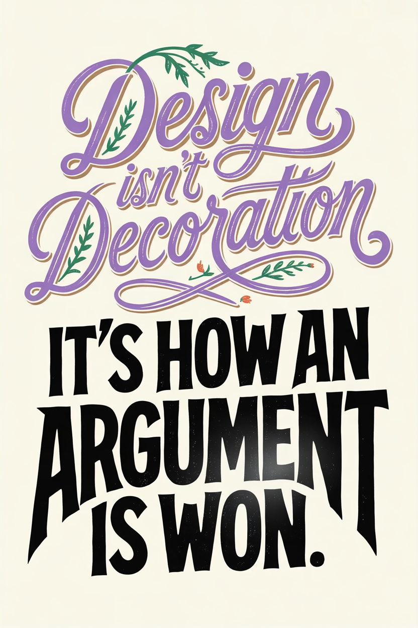 Design Isn't Decoration typographic poster
