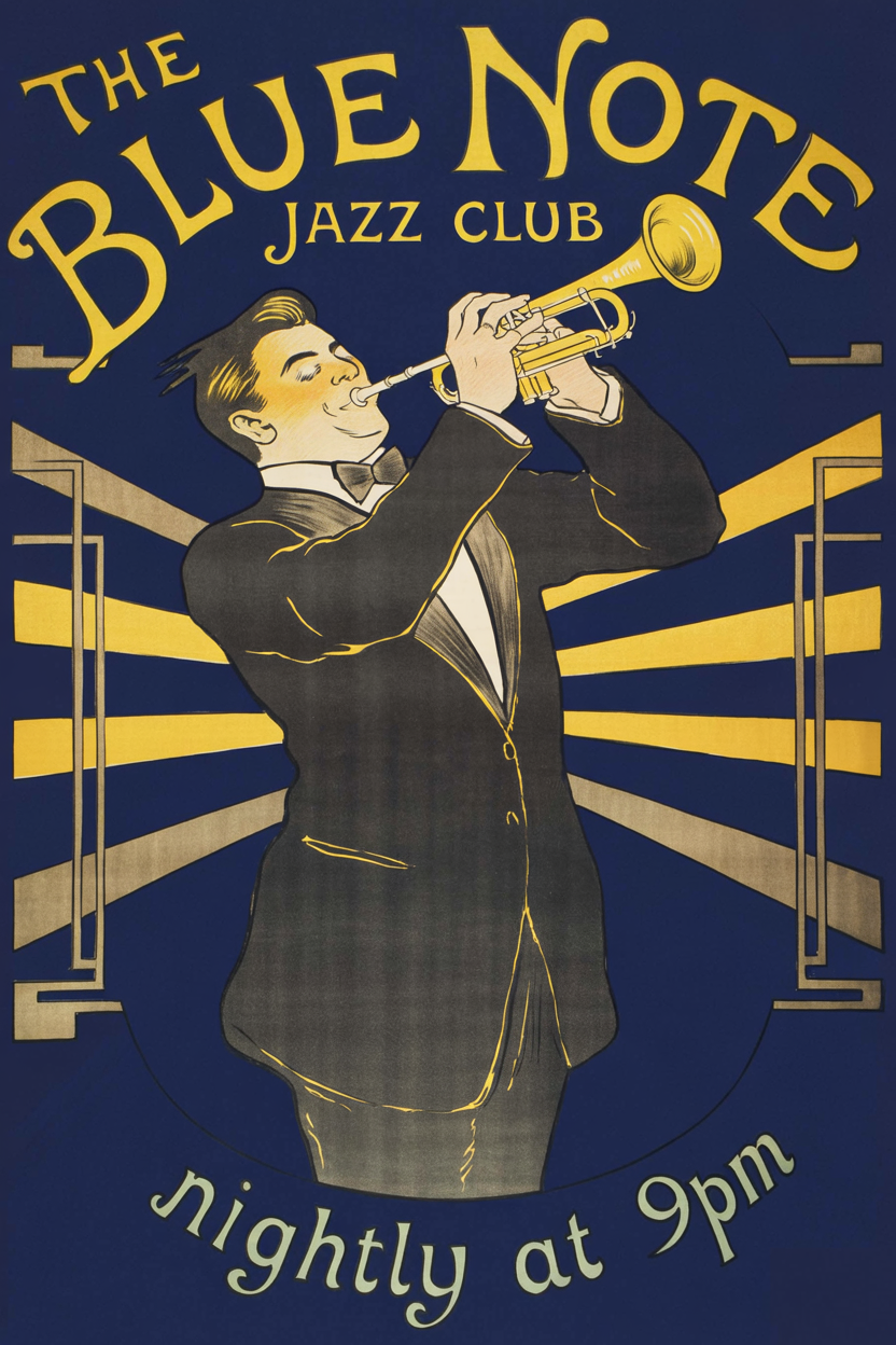 The Blue Note jazz club poster, 1930s